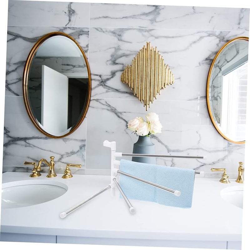 Stainless Steel Rotating Towel Rack Wall Mounted Swivel Bar Holder with Shelf - Image 3